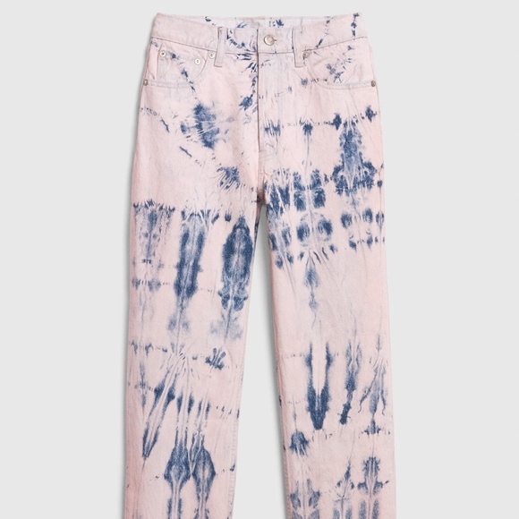 Gap High Rise Tie-Dye Cheeky Straight Jeans - Picture 1 of 7